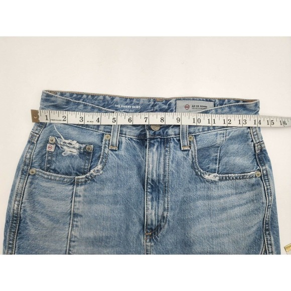 Adriano Goldschmied Distressed Fringe Denim Emery High Rise Skirt Women'… - Picture 7 of 11